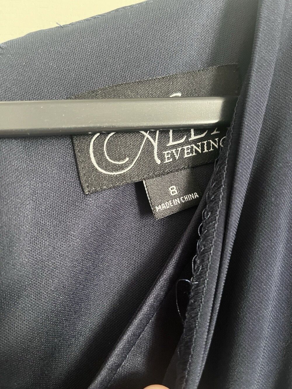NEW Alex Evenings Navy Solid V-Neck Cold Shoulder Short Sleeve Maxi Dress Sz 8 - Picture 3 of 6